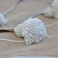 POM POM BLANKET- BEIGE WITH WHITE LINES