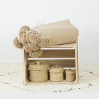 BERBER POM POM BLANKET - LATTE