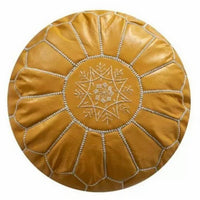MOROCCAN LEATHER POUF MUSTARD