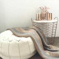 MOROCCAN LEATHER POUF BEIGE