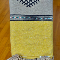 BERBER POM POM BLANKET MUSTARD & ALMOND