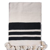 BERBER POM POM BLANKET BLACK & WHITE