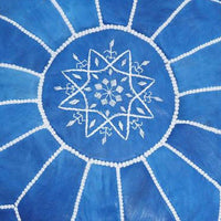MOROCCAN LEATHER POUF ROYAL BLUE