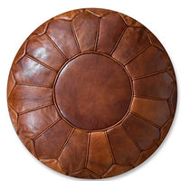 DESIGNER LEATHER POUF DARK BROWN