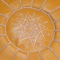 MOROCCAN LEATHER POUF MUSTARD
