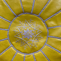 LEATHER POUF YELLOW