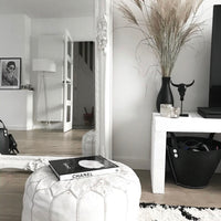 MOROCCAN LEATHER POUF WHITE