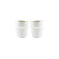 COFFEE CUPS WHITE & GOLD - Small size - set of 2pcs