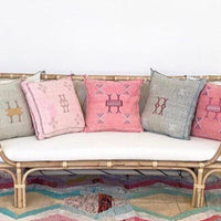 SABRA CACTUS SILK CUSHION GREY WITH PINK