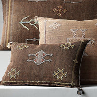 LUMBAR SABRA CACTUS SILK CUSHION VINTAGE BROWN