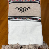 BERBER POM POM BLANKET BEIGE & BROWN