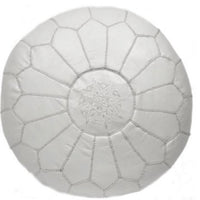 MOROCCAN LEATHER POUF WHITE