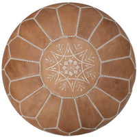 MOROCCAN LEATHER POUF - HAZELNUT