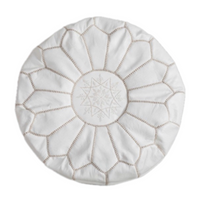 MOROCCAN LEATHER POUF BEIGE