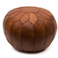 DESIGNER LEATHER POUF TAN
