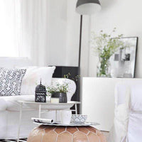 MOROCCAN LEATHER POUF - HAZELNUT