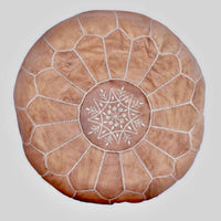 MOROCCAN LEATHER POUF - HAZELNUT