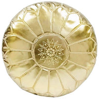 MOROCCAN LEATHER POUF GOLD