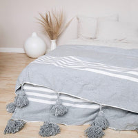 POM POM BLANKET GREY & WHITE
