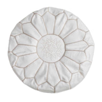 MOROCCAN LEATHER POUF BEIGE
