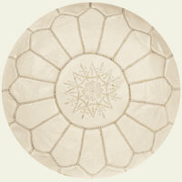 MOROCCAN LEATHER POUF BEIGE
