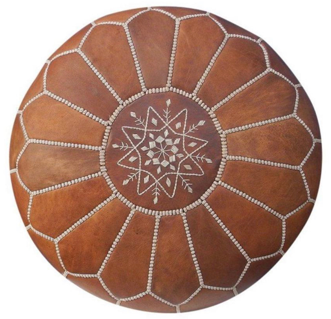 LEATHER POUF VINTAGE TAN Darzeen