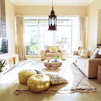 MOROCCAN LEATHER POUF GOLD
