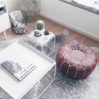 MOROCCAN LEATHER POUF VINTAGE BROWN