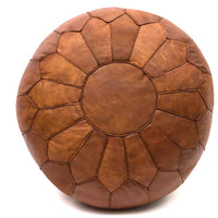 DESIGNER LEATHER POUF TAN