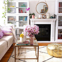 MOROCCAN LEATHER POUF GOLD