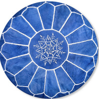 MOROCCAN LEATHER POUF ROYAL BLUE