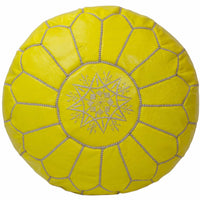 LEATHER POUF YELLOW