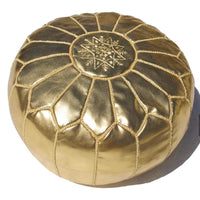 MOROCCAN LEATHER POUF GOLD
