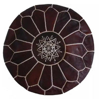 MOROCCAN LEATHER POUF - DARK CHOCOLATE