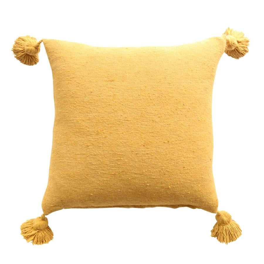 POM POM CUSHION MUSTARD