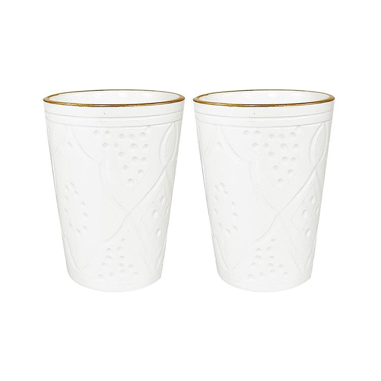 COFFEE CUP WHITE & GOLD-  Medium size - set of 2pcs