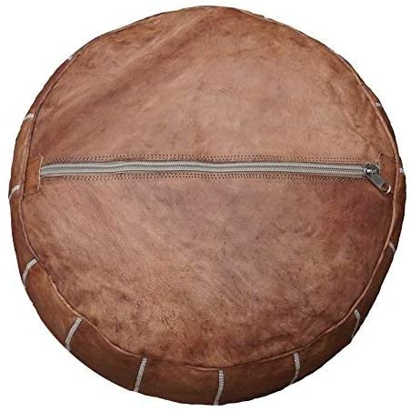 MOROCCAN LEATHER POUF - HAZELNUT