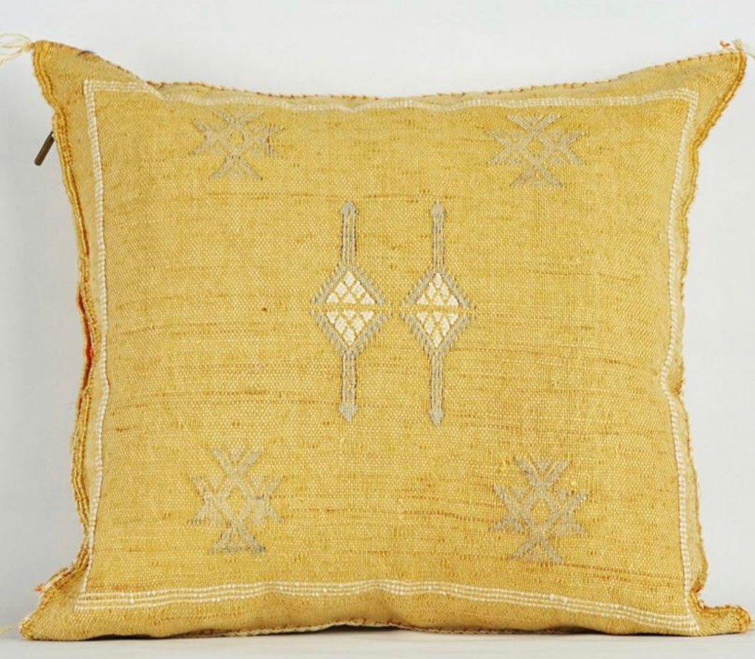 SABRA CACTUS SILK CUSHION YELLOW
