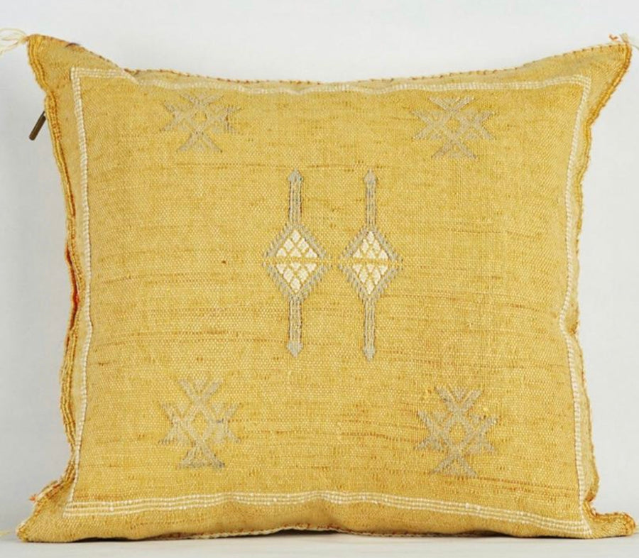 SABRA CACTUS SILK CUSHION YELLOW