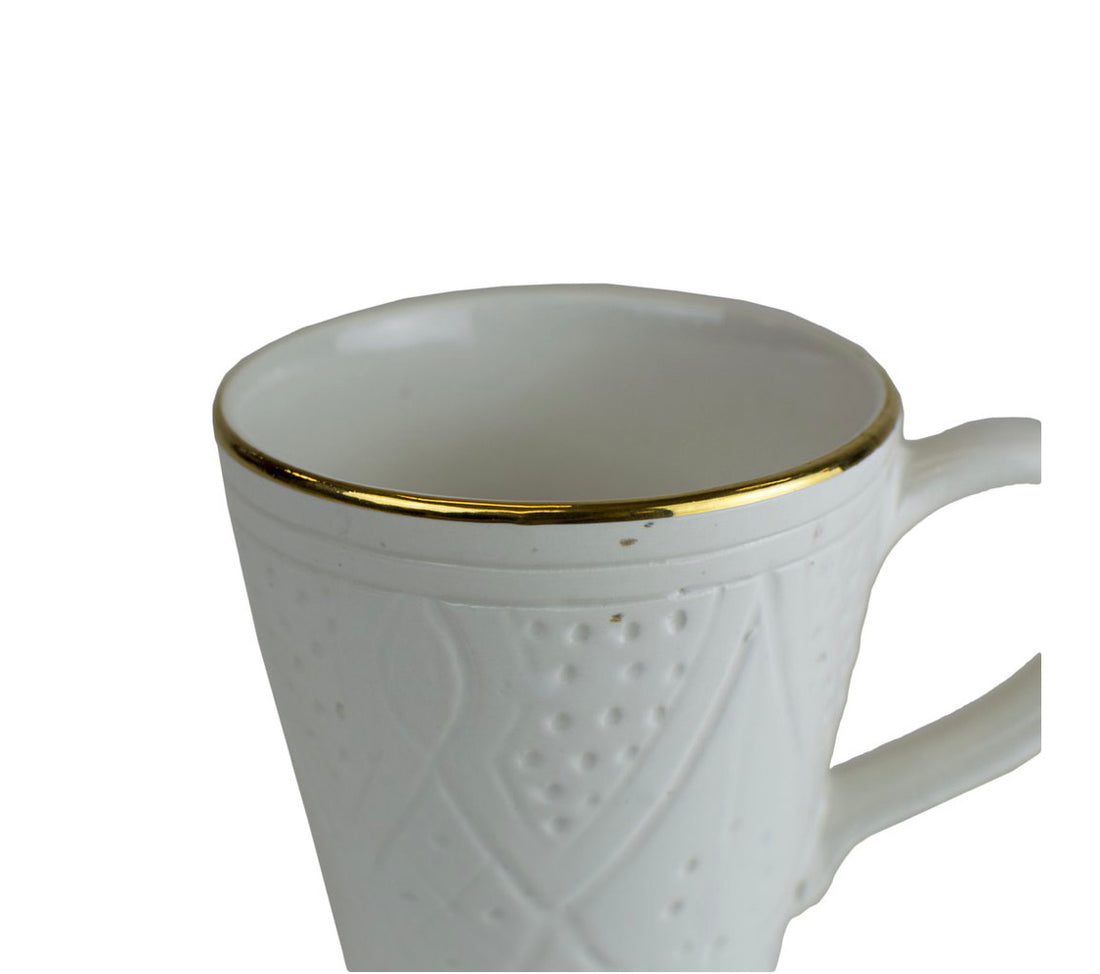 COFFEE MUG WITH HANDLES - WHITE GOLD (set of 2)