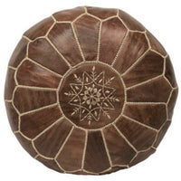 MOROCCAN LEATHER POUF  VINTAGE BROWN