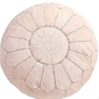MOROCCAN LEATHER NATURAL POUF PINK