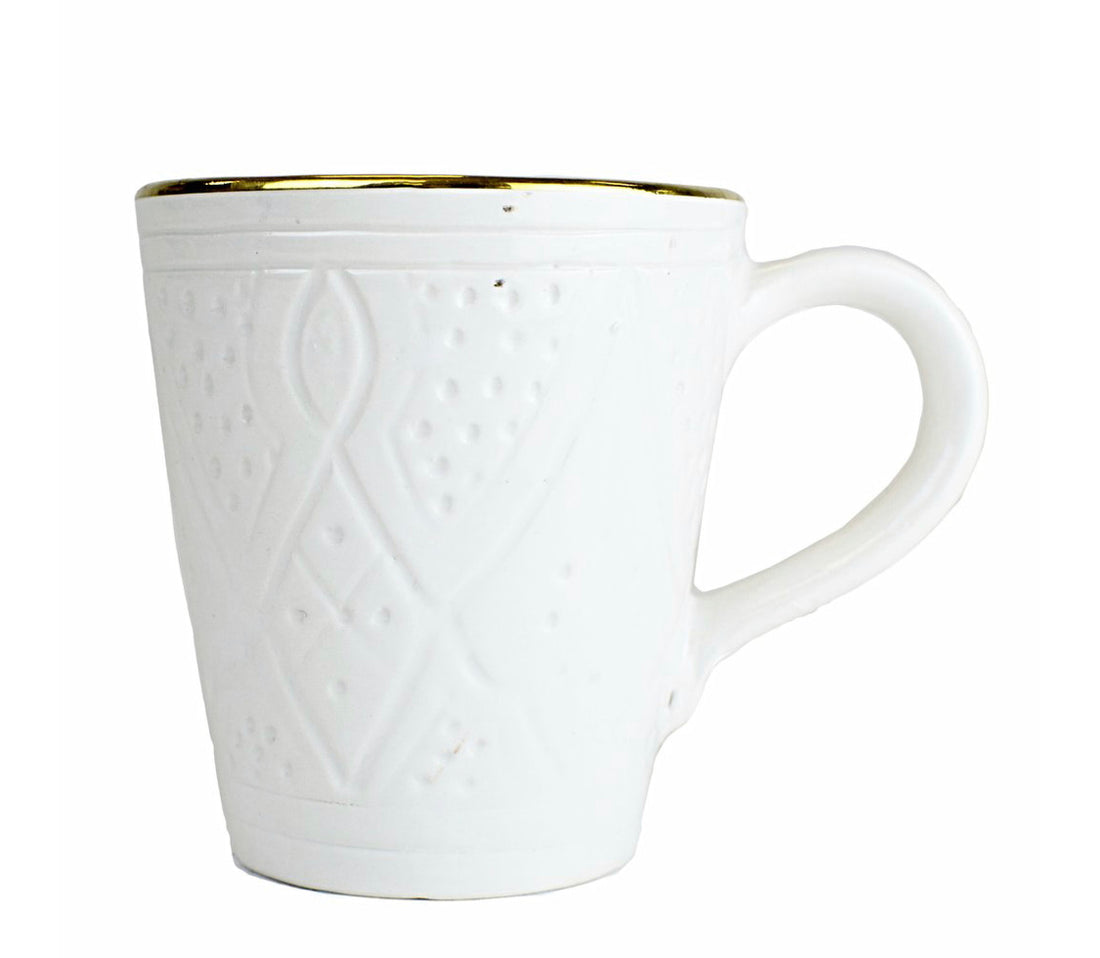 COFFEE MUG WITH HANDLES - WHITE GOLD (set of 2)