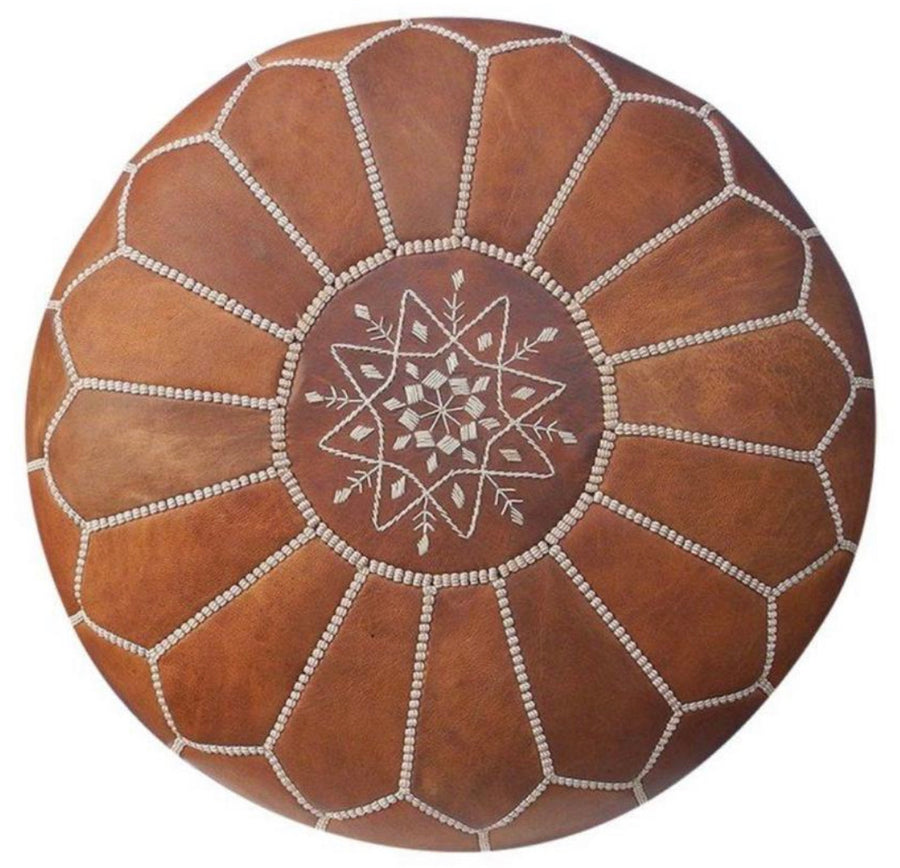 LEATHER POUF VINTAGE TAN