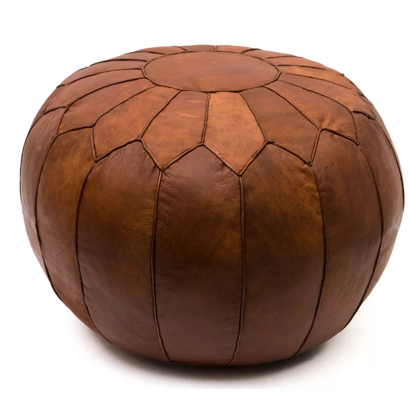 DESIGNER LEATHER POUF TAN